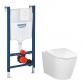 Pressalit Trend v�gh�ngt toilet m/Style D2 s�de, cisterne og betjening i hvid