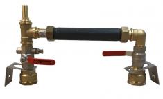 Armatur med messingkobling, udluftning, aftap og kontraventil �32 mm