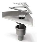 Unidrain komplet hj�rneafl�b med 10 mm ramme