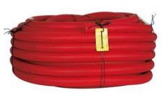 Hekaplast 90/75 mm PEH-kabelr�r m/muffe, korr./glat, 50 m, r�d