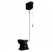 Retro HIGH toilet med messing r�r og P-l�s - Blank Sort