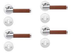 Beslagsboden indend�rs d�rgreb inkl n�gleskilt - Krom/brun l�der - S�t � 4 stk