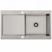 Lavabo Kubus 91 Soft k�kkenvask m/afl�bsbakke - Vendbar - Rustfrit st�l