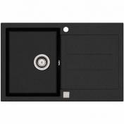 Lavabo Saturn 780 k�kkenvask m/afl�bsbakke i komposit - Sort/krom