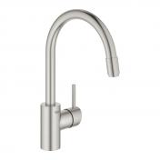 Grohe NEW Concetto k�kkenarmatur m/udtr�k og C-tud - Supersteel
