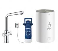Grohe Red II Duo k�kkenbatteri m/3L vandvarmer og L-tud - Krom