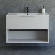 Dansani Mido+ Classic 101 m�bels�t m/Amber vask, 1 skuffe og �bent rum - Striber/mat sand