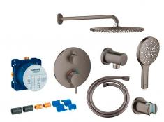 Grohe Atrio Rainshower 310 komplet brusesystem til indbygning m/SmartActive h�ndbrus - B�rstet Hard Graphite