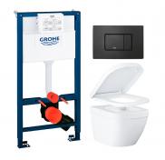 Grohe Euro kompakt toiletpakke inkl. s�de m/soft-close, mellem cisterne og mat sort betjening