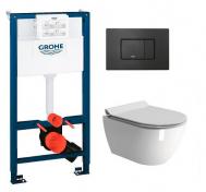 GSI Pura kompakt RIMless toiletpakke inkl. s�de m/soft-close, mellem cisterne og mat sort betjening