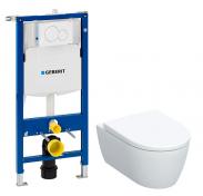 Geberit iCon mat hvid v�gh�ngt toilet inkl. s�de m/SoftClose, h�j cisterne og betjening i hvid