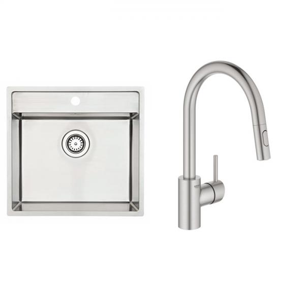 Lavabo Nexus 60 k&oslash;kkenvask m/k&oslash;kkenarmatur - Steel