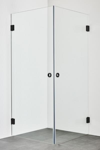 Hafa Infinity bruseniche - Klar glas - Mat sort - 90x90 cm Hafa Infinity bruseniche - Klar glas - Mat sort - 90x90 cm