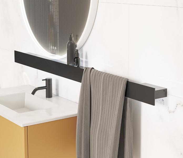 Dansani Illumi hylde 80 cm m/elstik, USB stik, trådløs lysstyring - Mat sort Dansani Illumi hylde 80 cm m/elstik, USB stik, trådløs lysstyring - Mat sort