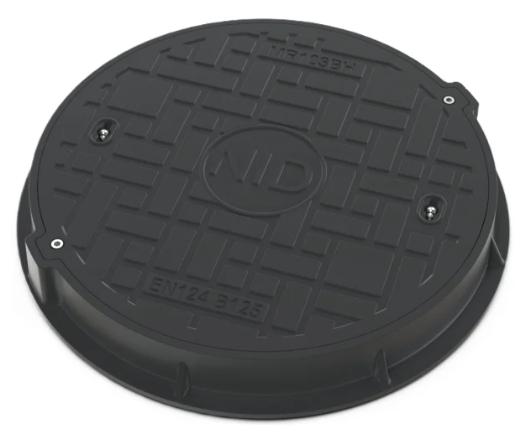 NID 600 mm karm/d&aelig;ksel med l&aring;s, rund, fast, 12,5 t, komposit