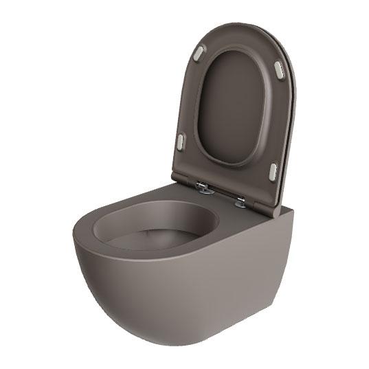 Lavabo Comoda rimless v&aelig;gh&aelig;ngt toilet inkl. EasyClean og s&aelig;de m/soft-close - Taupe