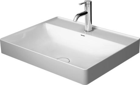 Duravit DuraSquare 60 fritst&aring;ende bowlevask - 1 hanehul - Uden overl&oslash;b