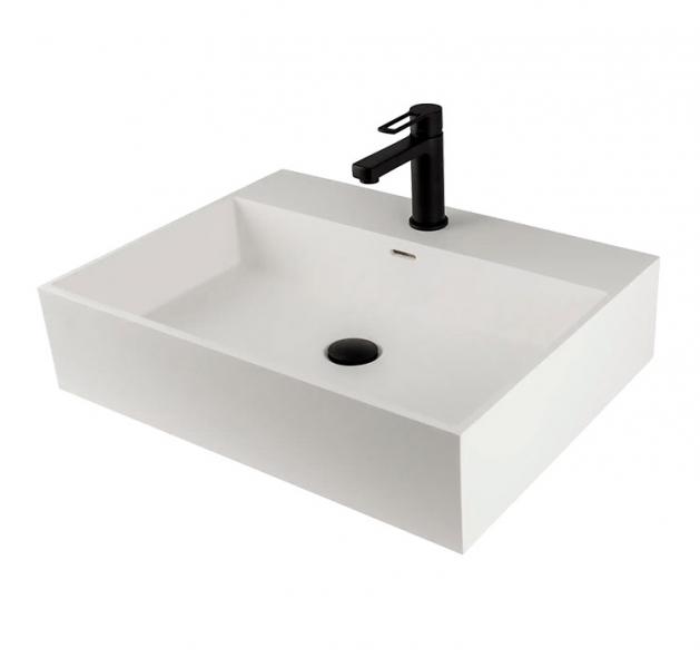 Lavabo Solid Surface 60 h&aring;ndvask t/v&aelig;g eller bord - 1 hanehul - Mat hvid