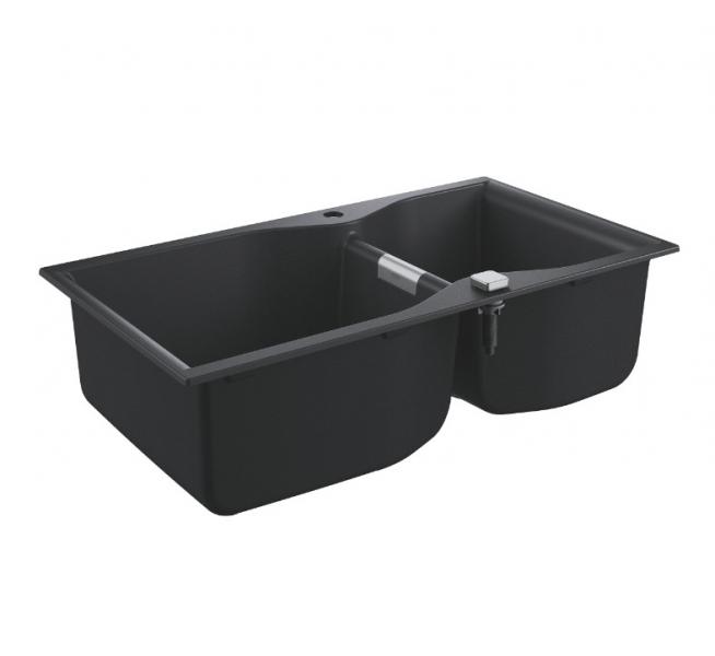 Grohe K700 dobbelt k&oslash;kkenvask - Sort granit