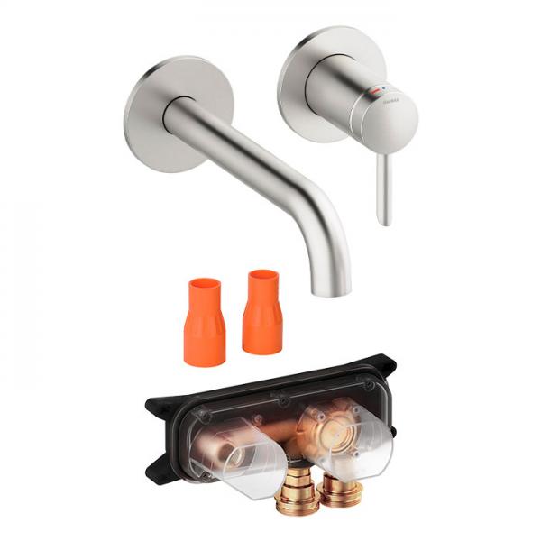 Damixa Iris komplet h&aring;ndvaskarmatur til indbygning - Steel