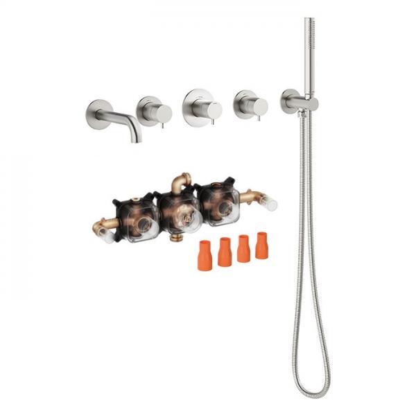 Damixa Silhouet BS 2 komplet badekararmatur til indbygning - Steel Damixa Silhouet BS 2 komplet badekararmatur til indbygning - Steel