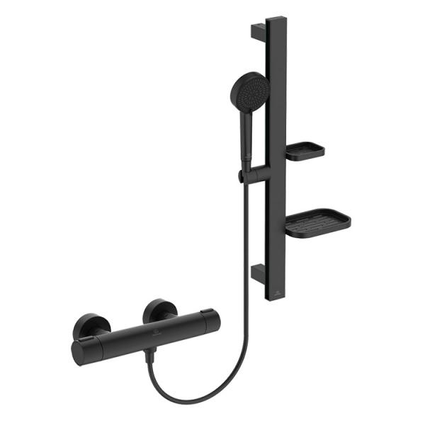 Ideal Standard Alu+ komplet brusesystem m/h&aring;ndbruser - Silk black