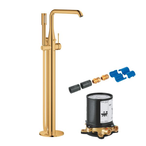 Grohe Essence komplet fritstående badekararmatur - Poleret Cool Sunrise Grohe Essence komplet fritstående badekararmatur - Poleret Cool Sunrise