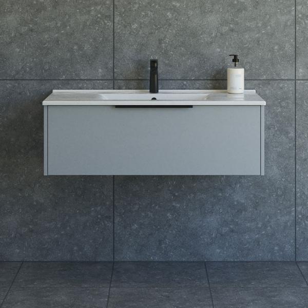 Dansani Mido+ Classic 101 m&oslash;bels&aelig;t m/Amber vask og 1 skuffe - Mat lysebl&aring;