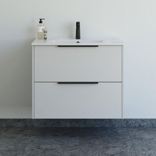 Dansani Mido+ Classic 81 m&oslash;bels&aelig;t m/Amber vask og 2 skuffer - Mat sand