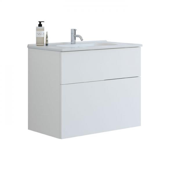 Dansani Luna 81 m&oslash;bels&aelig;t m/Kantate vask, h&oslash;j skuffe og indretning - Hvid mat