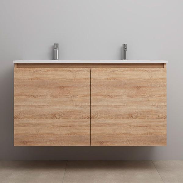 Sanibell Online 121 m&oslash;bels&aelig;t m/grebsfri l&aring;ger og dobbeltvask - Bardolino eg - Flatpack