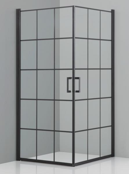 Nortiq Kalmar bruseafskærmning - 90x90 - Mat sort Nortiq Kalmar bruseafskærmning - 90x90 - Mat sort