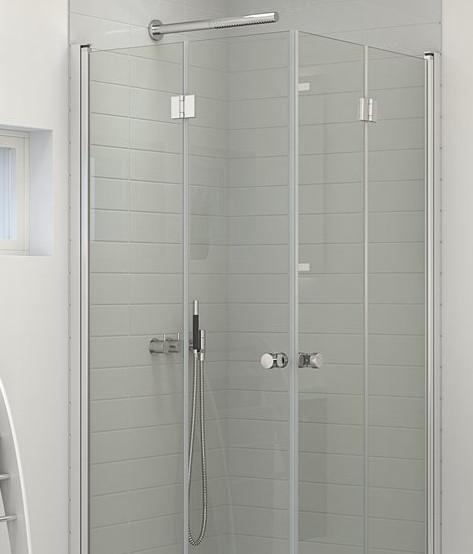 Dansani Match B+B bruseniche m/folded&oslash;re - 70x70 cm - Klar glas/mat krom