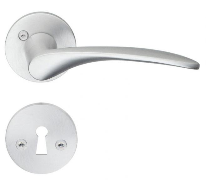 Beslagsboden indend&oslash;rs d&oslash;rgreb inkl n&oslash;gleskilt - B&oslash;rstet krom