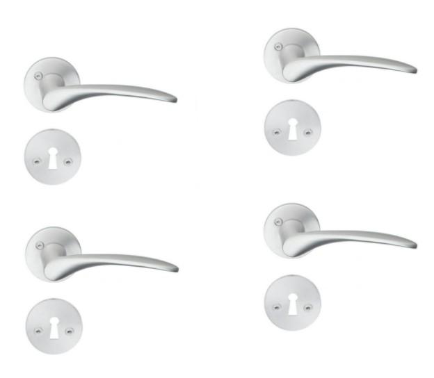 Beslagsboden indend&oslash;rs d&oslash;rgreb inkl n&oslash;gleskilt - B&oslash;rstet krom - S&aelig;t &aacute; 4 stk