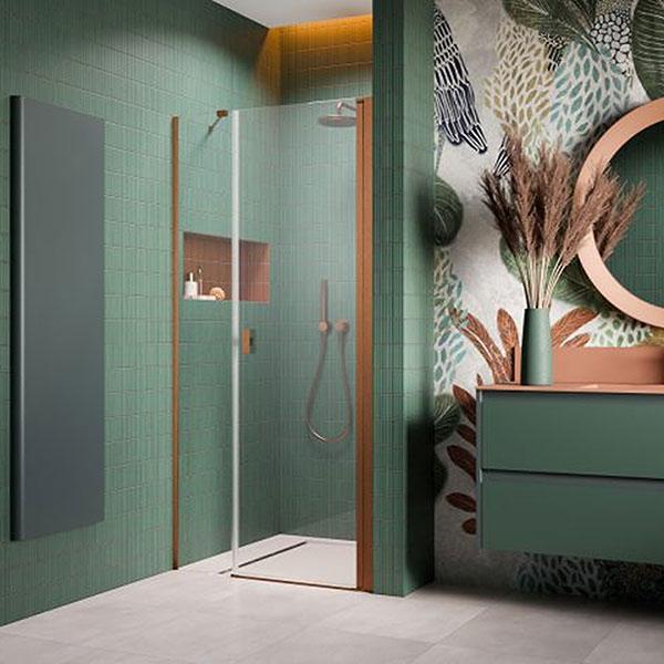 Str&oslash;mberg Noma 45 svingd&oslash;r m/sidepanel 1000mm - H&oslash;jre - B&oslash;rstet kobber