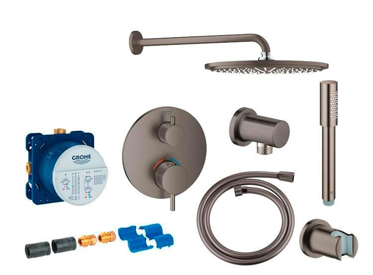 Grohe Atrio Rainshower 310 komplet brusesystem til indbygning - Børstet Hard Graphite Grohe Atrio Rainshower 310 komplet brusesystem til indbygning - Børstet Hard Graphite
