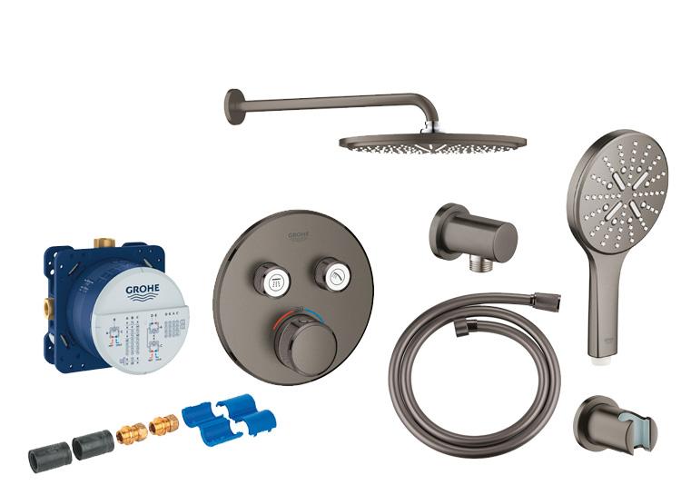 Grohe SmartControl komplet brusesystem m/ Rainshower 310 hovedbruser og SmartActive til indbygning - Børstet Hard Graphite Grohe SmartControl komplet brusesystem m/ Rainshower 310 hovedbruser og SmartActive til indbygning - Børstet Hard Graphite