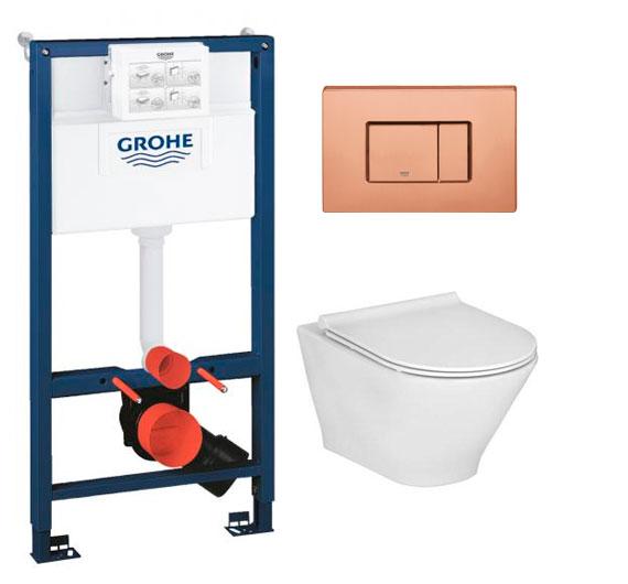 Laufen Roca Gap round RIMless toiletpakke inkl. s&aelig;de m/soft-close, mellem cisterne og kobber betjening