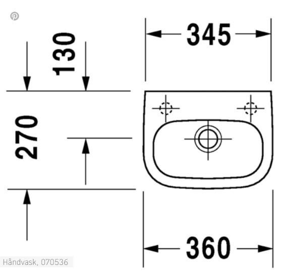 Duravit D-Code 36 håndvask t/væg - Venstre Duravit D-Code 36 håndvask t/væg - Venstre