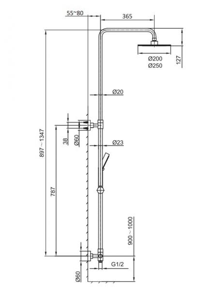Hafa Grace brusesystem - &Oslash;200 - Krom