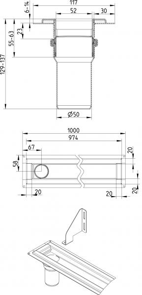 Blucher Waterline 1000 mm afløb m/Vienna Line rist - Børstet messing Blucher Waterline 1000 mm afløb m/Vienna Line rist - Børstet messing