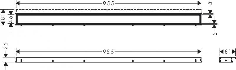 Hansgrohe RainDrain Match Kappes&aelig;t - 100 cm - B&oslash;rstet rustfri st&aring;l