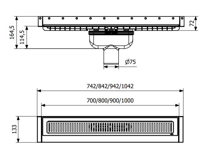 Purus Line sampak 800 mm Ø75 lodret med vandlås Purus Line sampak 800 mm Ø75 lodret med vandlås