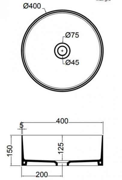Lavabo Mate Slim Ø40 fritstående bowlevask - Uden overløb - Mat hvid Lavabo Mate Slim Ø40 fritstående bowlevask - Uden overløb - Mat hvid