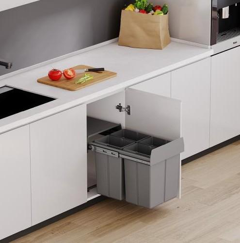 Affaldssystem m/4 stk 10 L spande - Gr&aring;