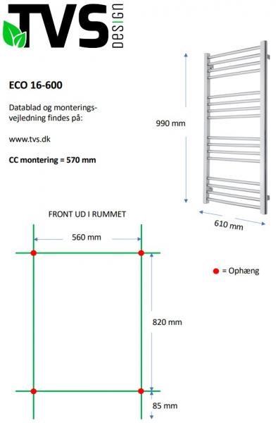 TVS Eco 16 h&aring;ndkl&aelig;det&oslash;rrer - 61x99 cm - Hvid
