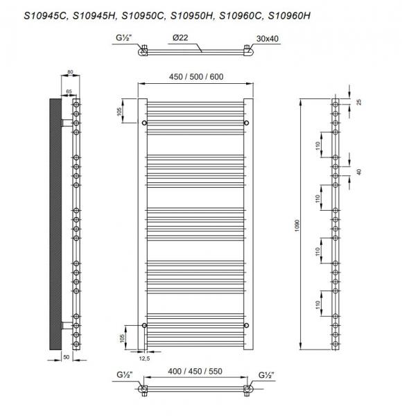 Kriss Space håndklædetørrer - 60x109 cm - Krom Kriss Space håndklædetørrer - 60x109 cm - Krom