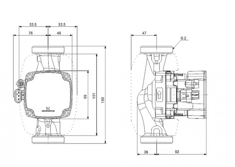 Grundfos Alpha2 GO 15-40 cirkulationspumpe 130 Grundfos Alpha2 GO 15-40 cirkulationspumpe 130