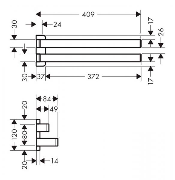 Axor Universal Softsquare dobbelt h&aring;ndkl&aelig;deholder - B&oslash;rstet r&oslash;dguld